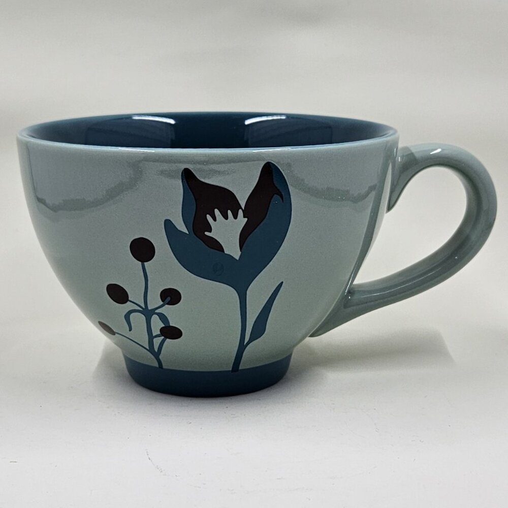 2006 Starbucks Mug Green Teal Brown Floral